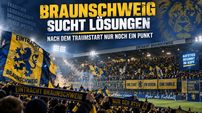 Fans von Eintracht Braunschweig im Stadion während der schwierigen Saisonphase