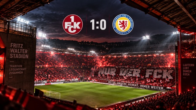 1. FC Kaiserslautern feiert den 1:0-Heimsieg gegen Eintracht Braunschweig im Fritz-Walter-Stadion
