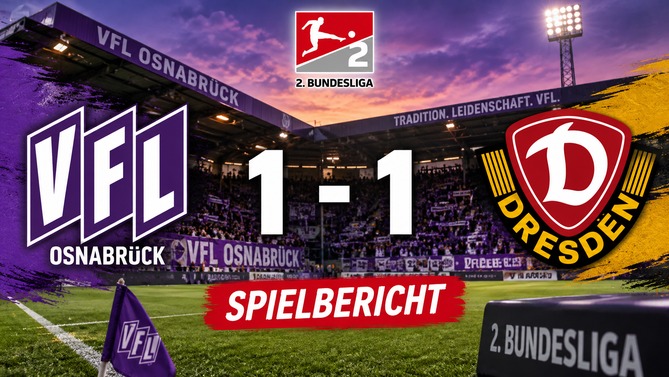 VfL Osnabrück gegen Dynamo Dresden 1:1 im Spielbericht der 2. Bundesliga