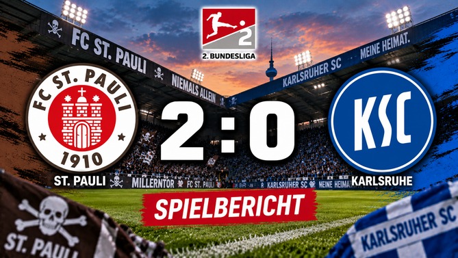 FC St. Pauli gegen Karlsruher SC 2:0 im Spielbericht der 2. Bundesliga